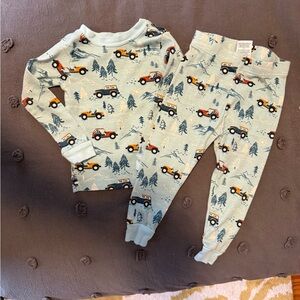 wonder nation Light Blue Jeep & Tree Pajama Set with Orange Accents